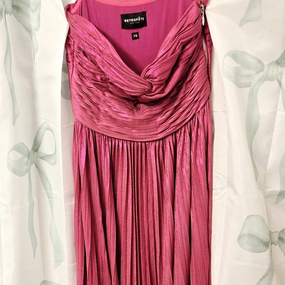 NWOT Retrofete Elora Dress XS Strapless Hot Pink Gown Maxi Dress Wedding Guest - Picture 11 of 13
